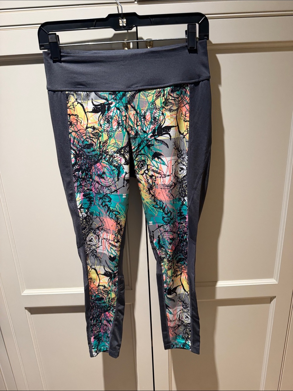 Fila Gray Leggings with Multicolor Floral Panels